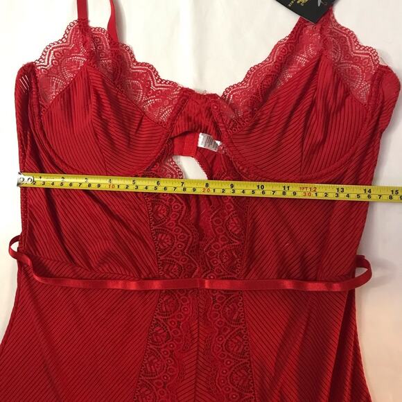 Just Sexy Red Lace Lingerie Keyhole XL Chemise Nightie Slip Cherry Girl Coquette - Picture 4 of 8